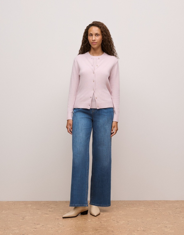 Trenery - Wool Cashmere Classic Cardigan in Pink Rose