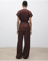 M.N.G - Straight-Leg Crinkled-Effect Trousers