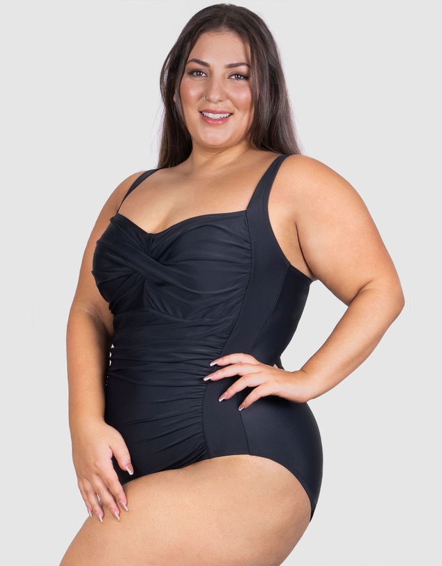 B Free Intimate Apparel - Plus Size One-Piece Swimsuit with Ruched Bust
