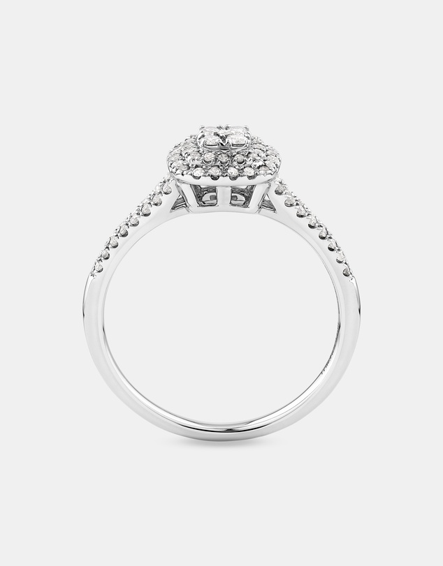 Michael Hill - 0.30 Carat TW Cushion Cluster Halo Diamond Ring in 10kt White Gold