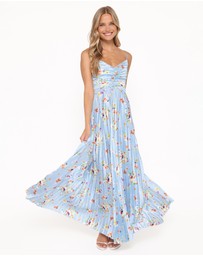 Petal & Pup - Naira Pleated Maxi Dress - Cornflower Blue Floral