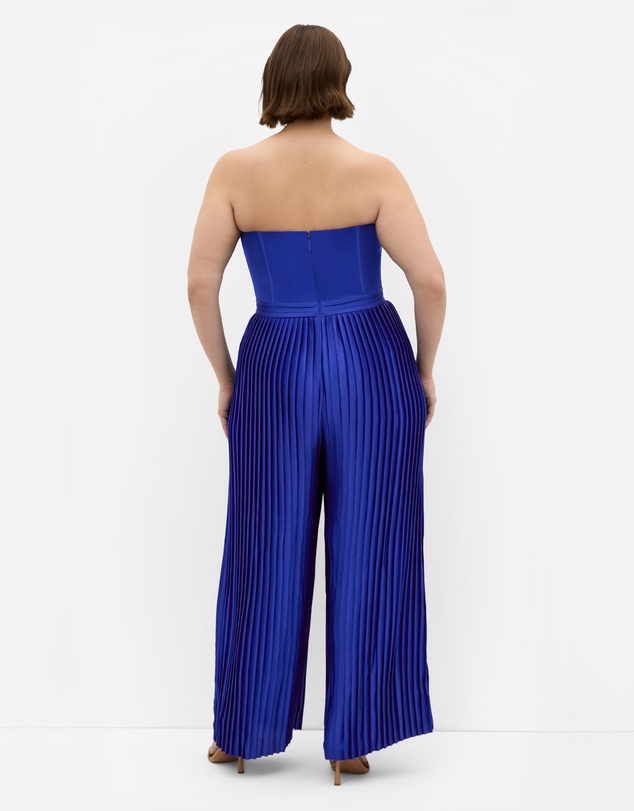 City Chic - Plus size Palazzo Pleat Jumpsuit - cobalt