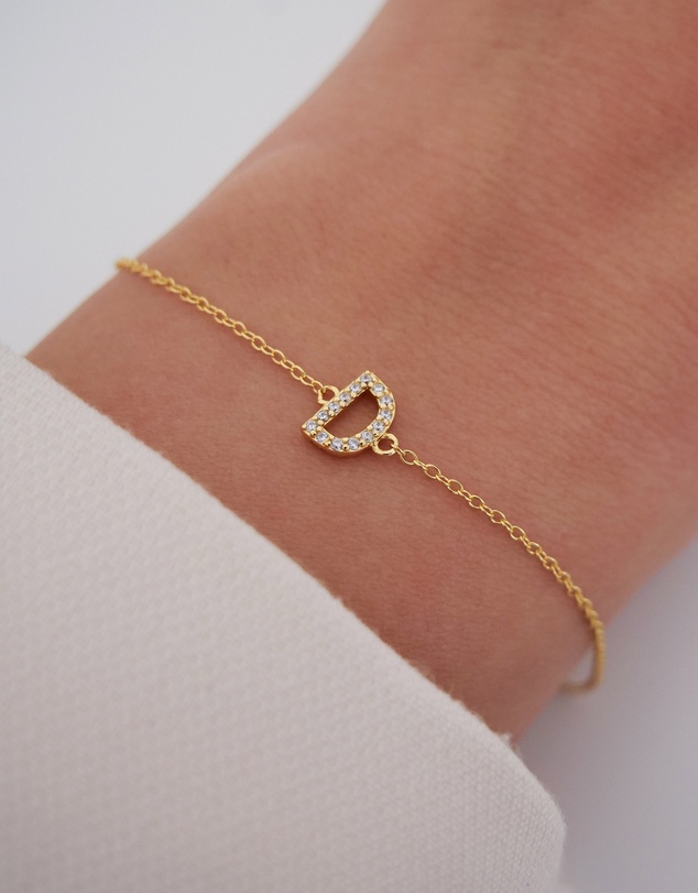 The Silver Collective - A-Z Letter Bracelet Gold - D