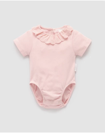 Purebaby - Pointelle Ruffle Bodysuit -Kids-Babies