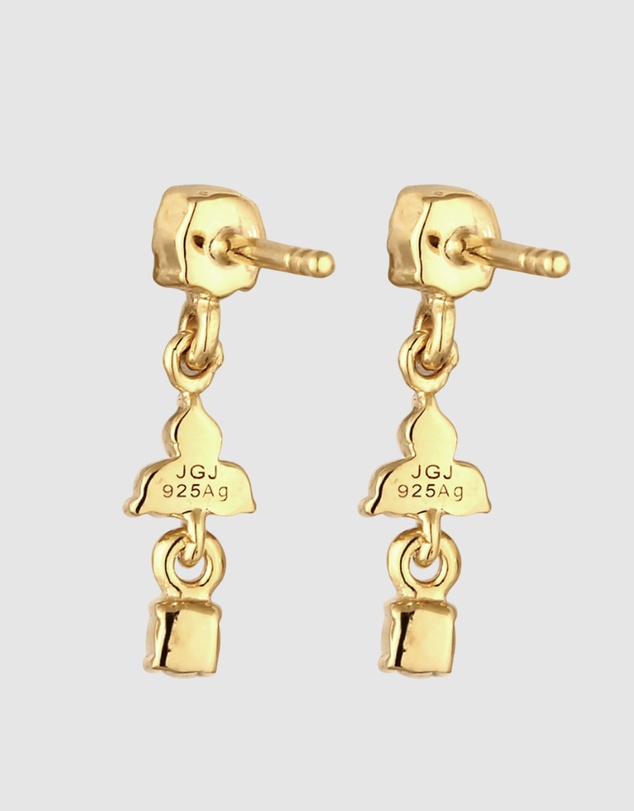 Elli Jewelry - Earrings Women Stud White Crystals 925 Sterling Silver Gold Plated