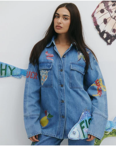 MAKU - Tattoo Denim Shacket