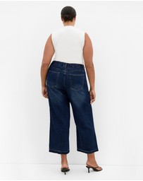 City Chic - Plus size Harley Fit Wide Leg Crop Jean - dark wash