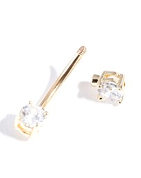 Lovisa - Gold Surgical Steel Double Cubic Zirconia Belly Bar