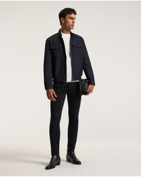 Calibre - Stand Collar Wool Bomber Jacket Navy