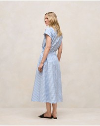 Trenery - Jacquard Stripe Poplin Skirt in Pastel Blue