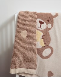 Living Textiles - Fluffly Jacquard Blanket - Cuddly Bear