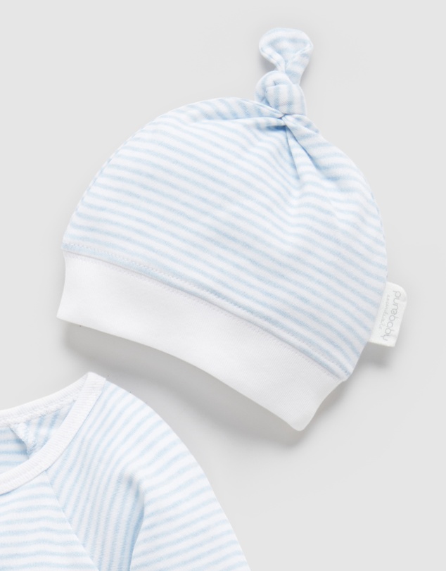 Purebaby - Zip Growsuit & Hat Set-Babies