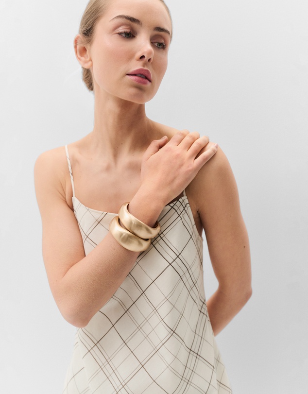 UNISON - Ramie Check Slip Dress