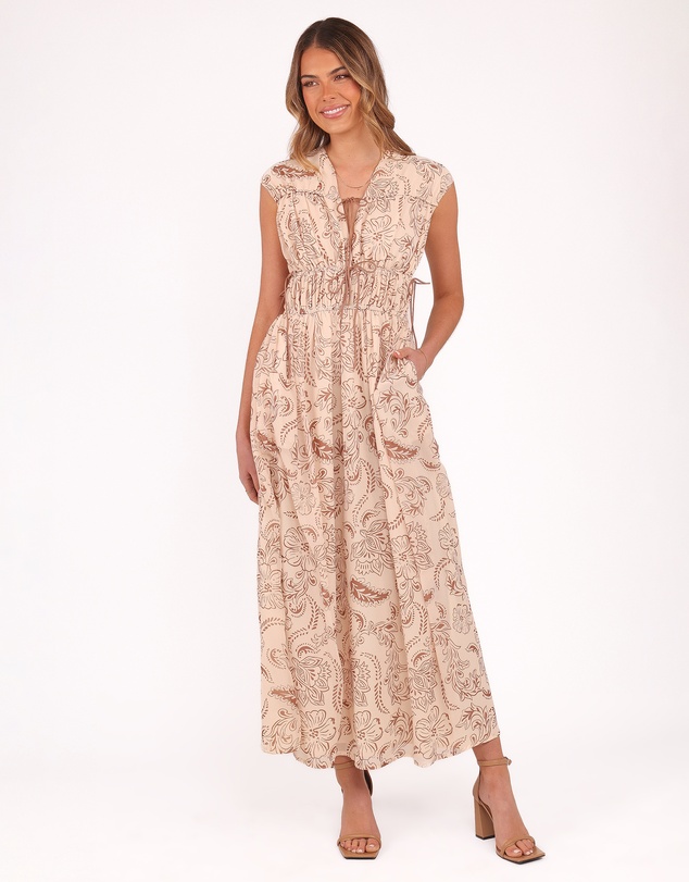 Petal & Pup - Safira Midi Dress - Brown Paisley