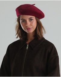 Morgan & Taylor - Lisa Wool Beret in Burgundy Red