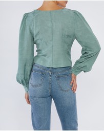 Amelius - Loren Linen Jacquard V-Neck Top