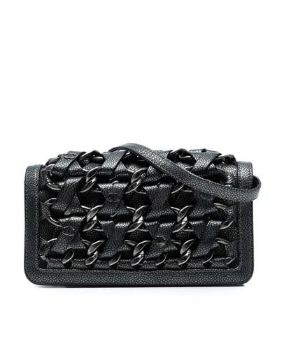 Pre-Loved by Azura Reborn - Pre-Loved CC Metallic Caviar Interlaced Chain Clutch on Strap
