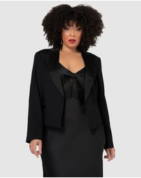 Pink Dusk by Curve Project - Her Satin Trim Crop Blazer