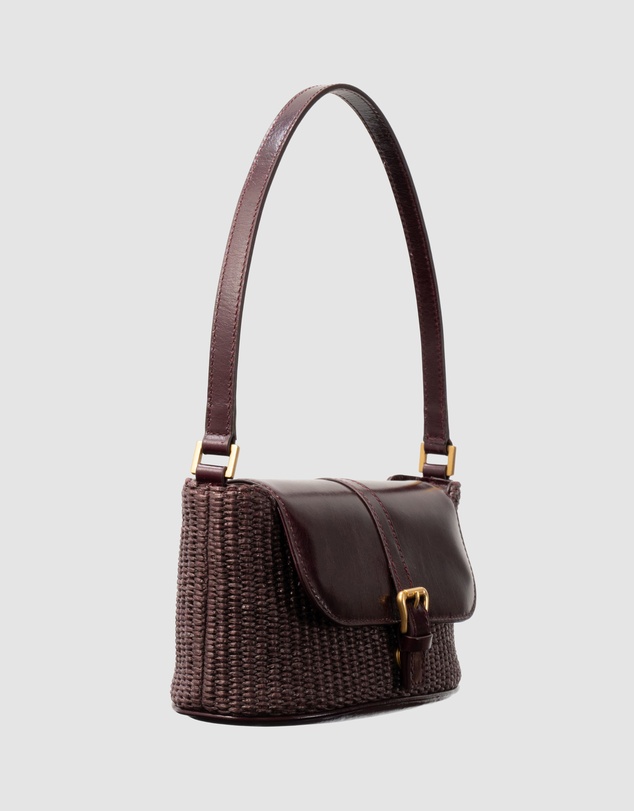 By Far - Miranda Baguette Raffia and Calf Leather Bag