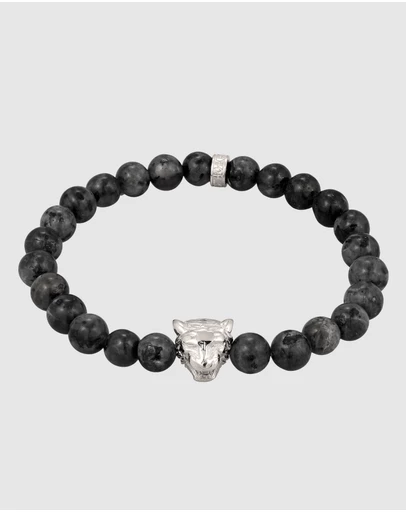 Kuzzoi - Tiger Charm Lavakite Bead Bracelet