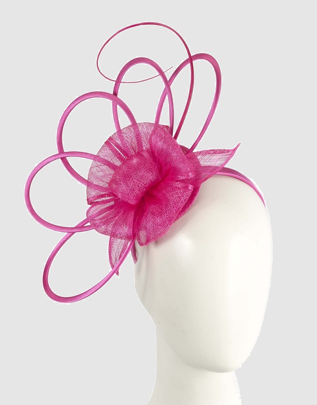 Max Alexander - Sinamay Fuchsia Flower Racing Fascinator