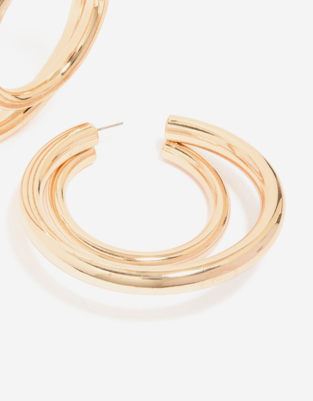 Lovisa - Gold Double Thick Statement Hoop Earrings