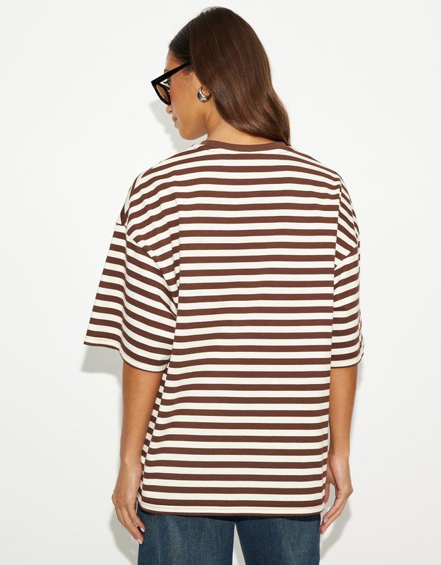 Dazie - Nostalgia Stripe Oversized Boyfriend Tee