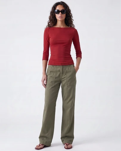 Style Addict - Elle Boat Neck Top - Red