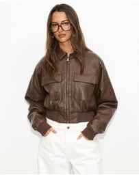 Dazie - Lustre Cropped Bomber Jacket