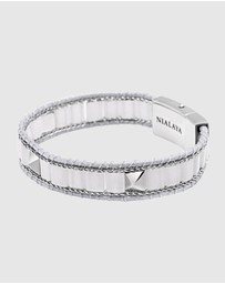 Nialaya Jewellery - White Jade Stud Bracelet