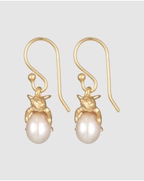 Elli Jewelry - Earrings Ear Hanger Guardian Angel Pendant Elegant with Freshwater Pearl in 925 Sterling Silver Gold Plated