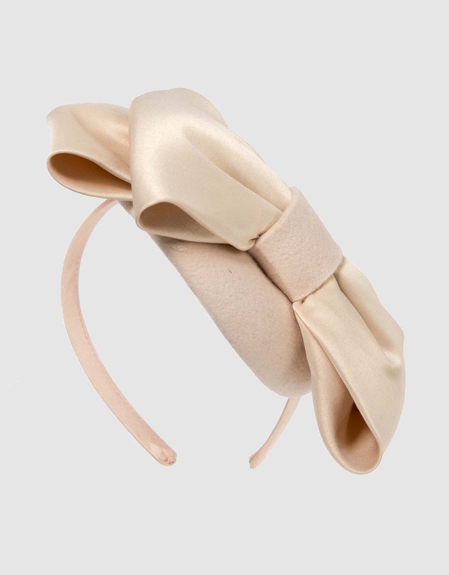 Max Alexander - Felt Beige Winter Pillbox Fascinator with Bow