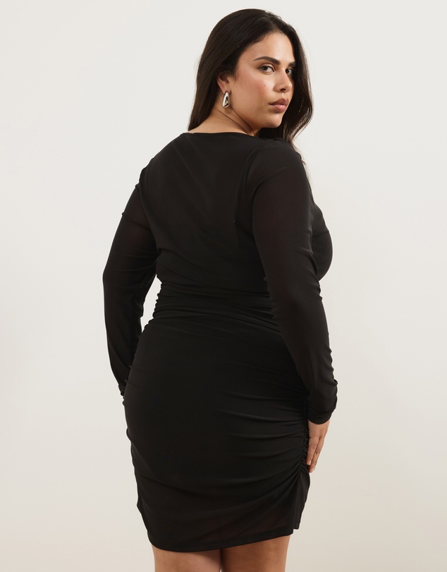 Atmos&Here Curvy - Elsa Long Sleeve Mesh Mini Dress