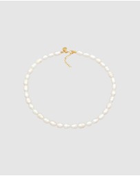 Elli Jewelry - Necklace Choker Baroque with Freshwater Cultured Pearls in 925 Sterling Silver Gold Plated