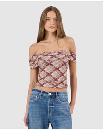 Rolla's - Field Lines Cold Shoulder Top