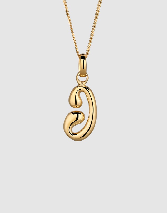 Elli Jewelry - Bubble Letter J Necklace in Gold-Plated 925 Silver