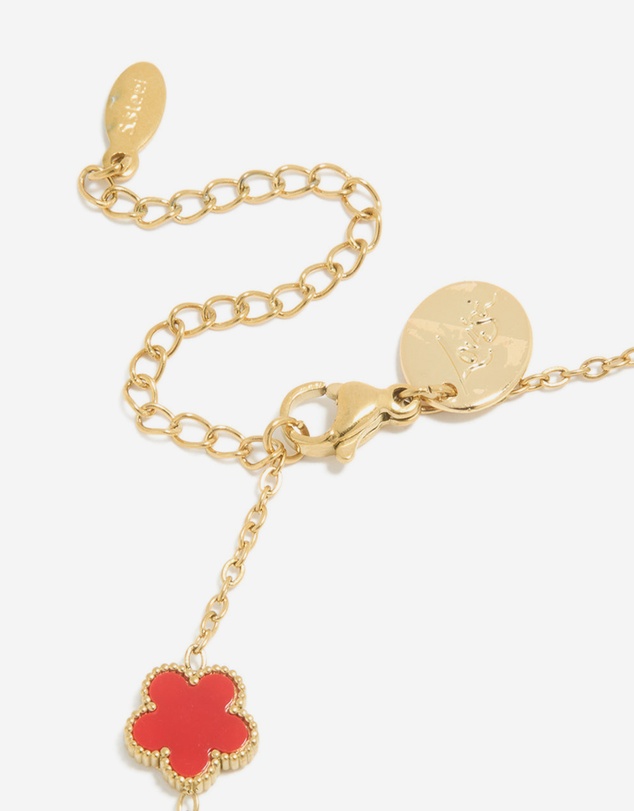 Lovisa - Waterproof Gold Plated Stainless Steel Red Shell Petal Flower Charm Bracelet