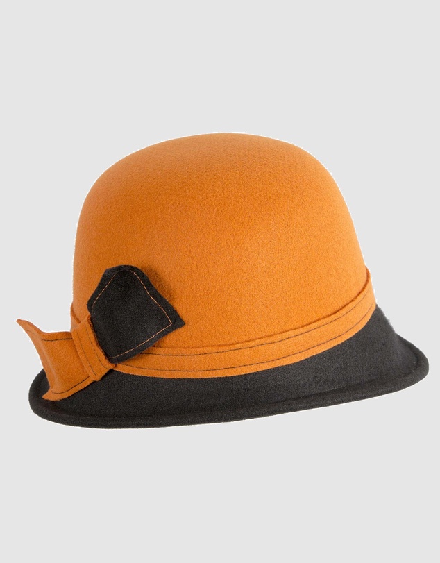Max Alexander - Winter Felt Orange/Black Cloche Hat