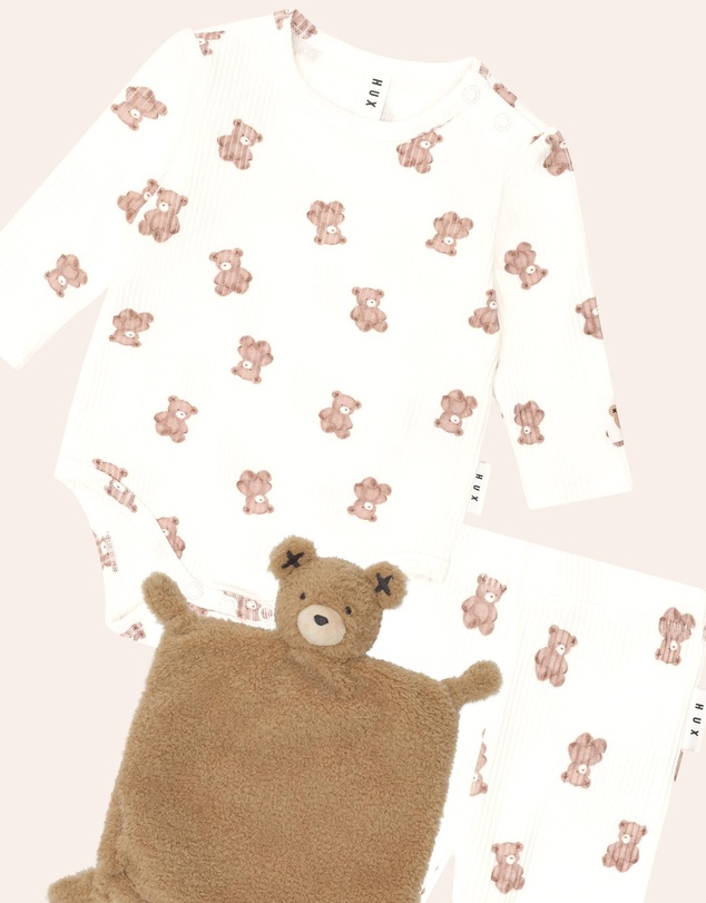 Huxbaby - 3-Piece Beary Snuggly Newborn Gift Set - Babies-Kids