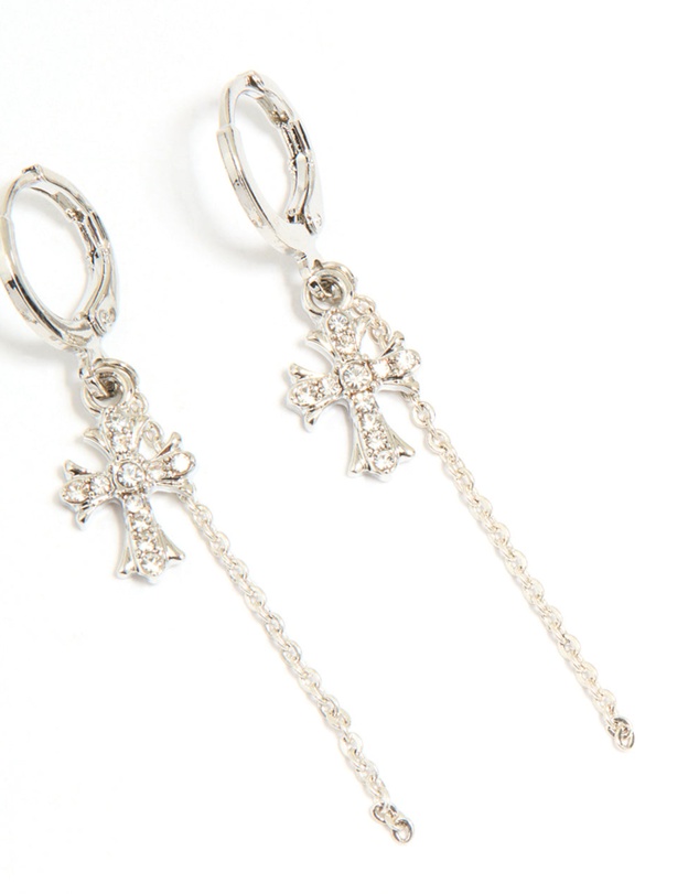 Lovisa - Silver Cross & Heart Stud & Huggie Earring Pack