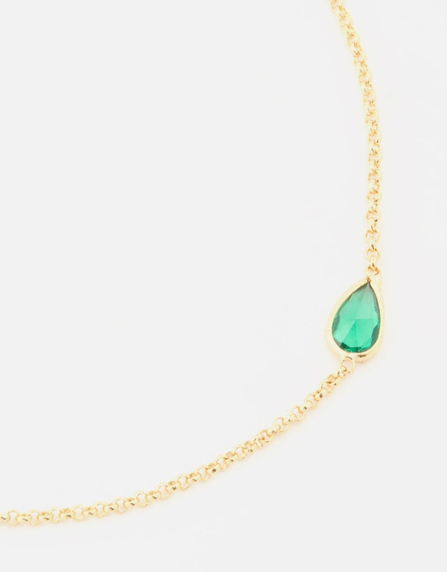 Lovisa - Gold Plated Green Cubic Zirconia Teardrop Bracelet
