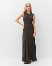 UNISON - Ruched Mesh Maxi Dress