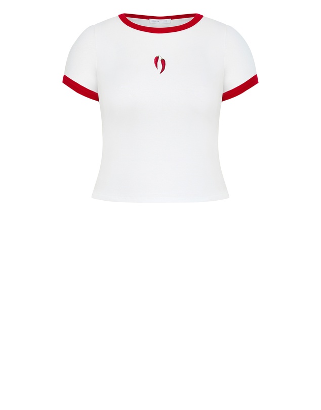 City Chic - Plus size Micro Chilli Print Tee - ivory