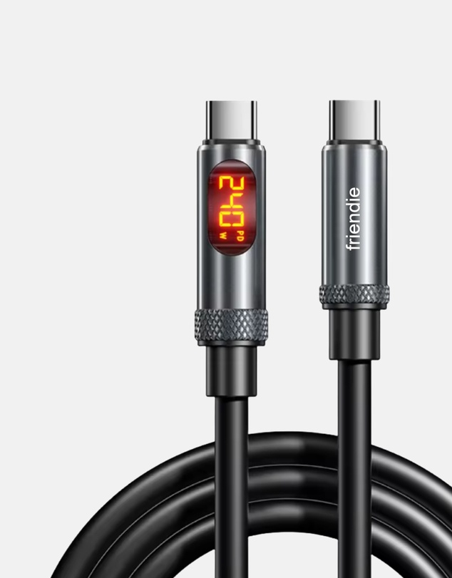 Friendie - Studio USB C to USB C Fast Charging Cable — 240W, LED Display, PD 3.1