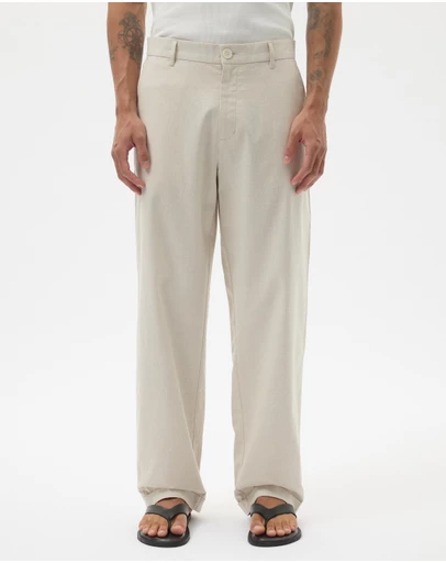 AERE - Straight Leg Linen Blend Pants