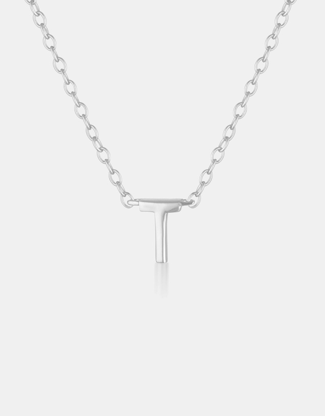 The Silver Collective - Petite A-Z Letter Necklace - T