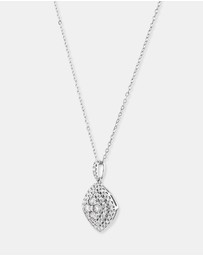 Michael Hill - 0.65 Carat TW Cushion Shaped Diamond Cluster Pendant with Chain in 10kt White Gold