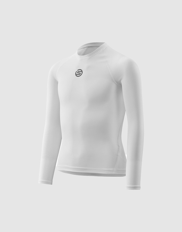 SKINS - Youth Compression Long Sleeve Top - White