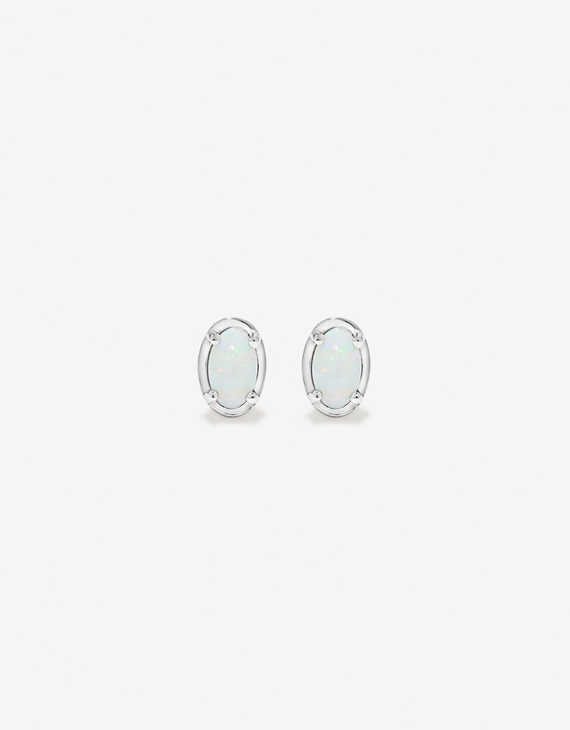 Michael Hill - Oval Australian Opal Stud Earrings in Sterling Silver