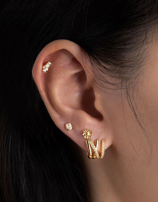 Wanderlust + Co - Daisy Gold Flat Back Earring